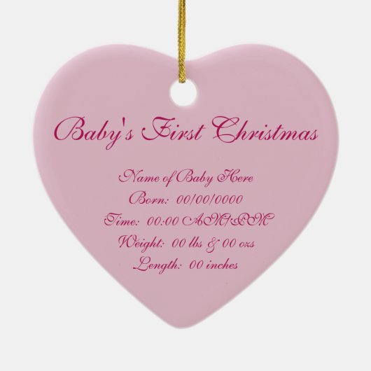 ベビー初めてのクリスマスピンクアゲハチョウ蝶 セラミックオーナメント (裏面)