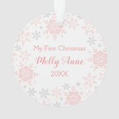 ベビー初めてのクリスマスピンクシルバースノーフレーク オーナメント (裏面)