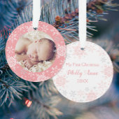 ベビー初めてのクリスマスピンクシルバースノーフレーク オーナメント