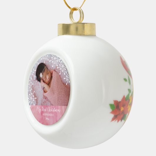 ベビー初めてのクリスマスピンクセラミックボールクリスマスO セラミックボールオーナメント (右)