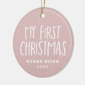 ベビー初めてのクリスマスピンクパーソナライズされた写真 セラミックオーナメント (左)
