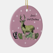 ベビー初めてのクリスマスピンクフォレストアニマルズオーナメント セラミックオーナメント (右)