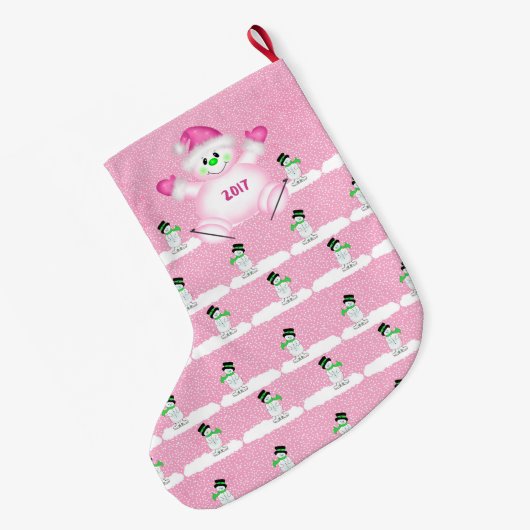 ベビー初めてのクリスマスピンク ラージクリスマスストッキング (裏面 (吊り時))