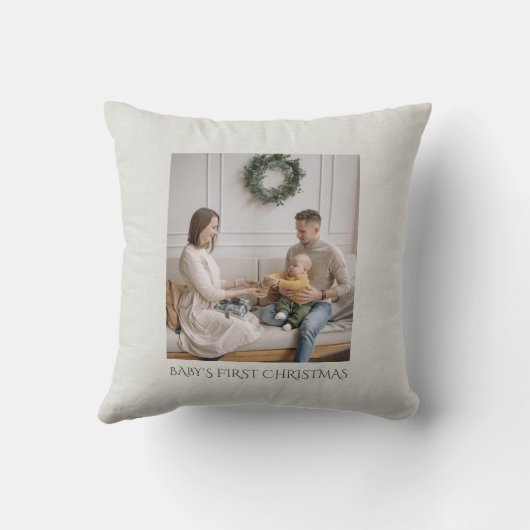 ベビー初めてのクリスマスファミリーフォトリフェイクネン クッション (裏面)