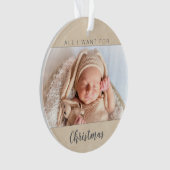 ベビー初めてのクリスマスファミリー写真 オーナメント (正面)