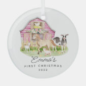 ベビー初めてのクリスマスファームフレンズ ガラスオーナメント (正面)