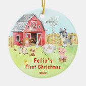 ベビー初めてのクリスマスファームフレンズ セラミックオーナメント (正面)