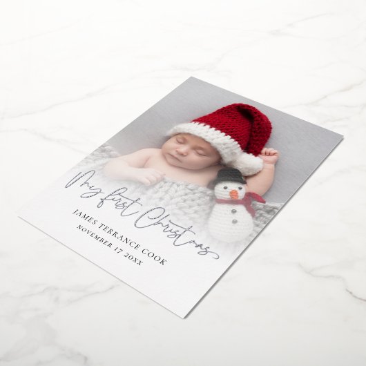 ベビー初めてのクリスマスフォトオーバーレイ誕生F 箔シーズンカード (回転した状態)