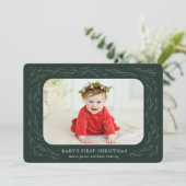 ベビー初めてのクリスマスフォトカードウォーターカラーパイン シーズンカード (スタンド正面)