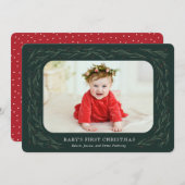 ベビー初めてのクリスマスフォトカードウォーターカラーパイン シーズンカード (正面/裏面)