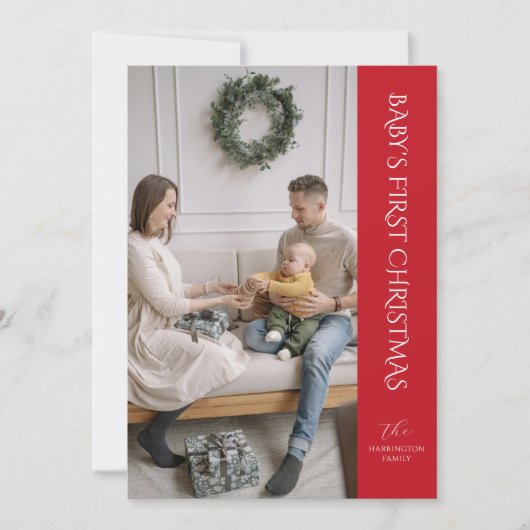 ベビー初めてのクリスマスフォトカードレッド シーズンカード (正面)