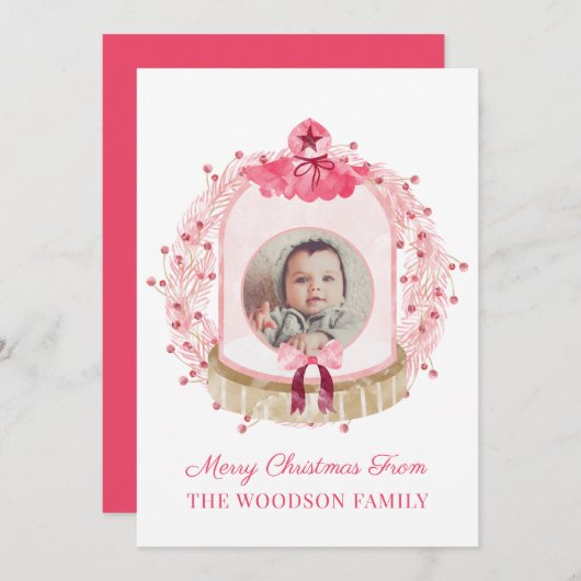 ベビー初めてのクリスマスフォトクリスマスカード (正面/裏面)