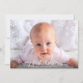 ベビー初めてのクリスマスフォトスノーフレークタイポグラフィ シーズンカード (正面)