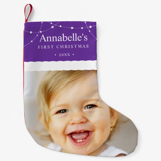 ベビー初めてのクリスマスフォトパープル スモールクリスマスストッキング (正面)