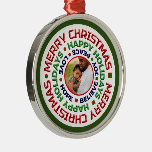 ベビー初めてのクリスマスフォトホリデーパーソナライズド メタルオーナメント (右)