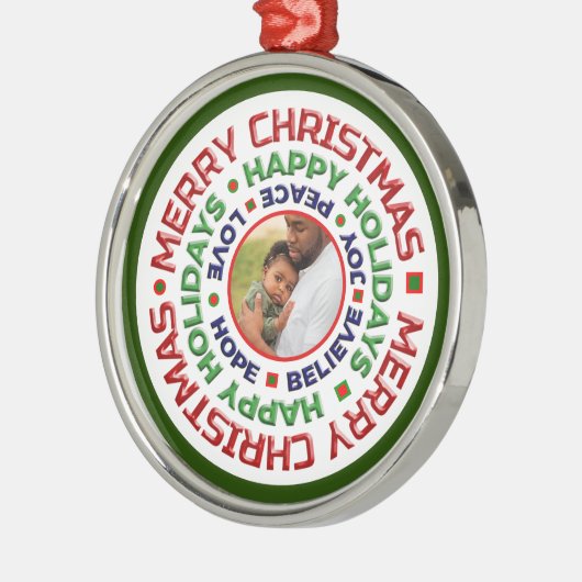 ベビー初めてのクリスマスフォトホリデーパーソナライズド メタルオーナメント (左)