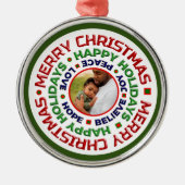 ベビー初めてのクリスマスフォトホリデーパーソナライズド メタルオーナメント (正面)