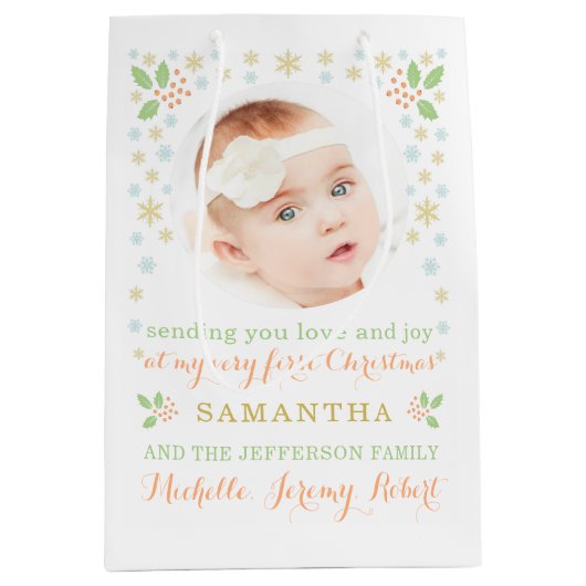 ベビー初めてのクリスマスフォトモダン抱き枕 ミディアムペーパーバッグ (正面)