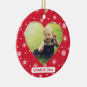 ベビー初めてのクリスマスフォトレッドスノーフレーク セラミックオーナメント (右)