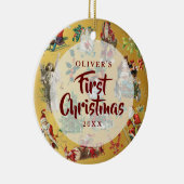 ベビー初めてのクリスマスフォトヴィンテージ金ゴールド セラミックオーナメント (右)
