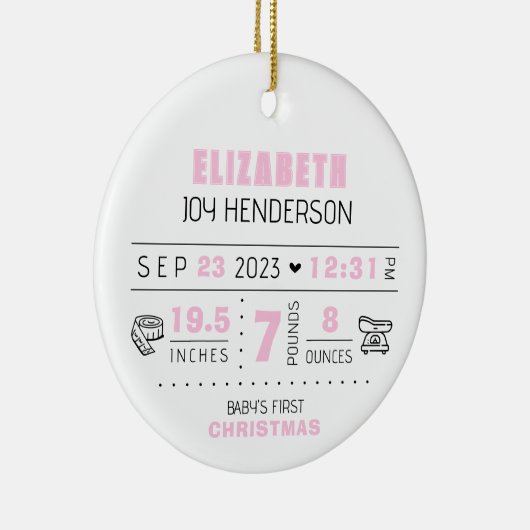 ベビー初めてのクリスマスフォト誕生日付重量 セラミックオーナメント (右)