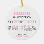 ベビー初めてのクリスマスフォト誕生日付重量 セラミックオーナメント (正面)
