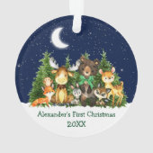 ベビー初めてのクリスマスフォレストアニマルズグリーンボウ オーナメント (裏面)