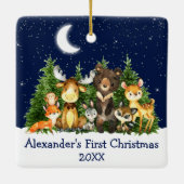 ベビー初めてのクリスマスフォレストアニマルズブルー セラミックオーナメント (裏面)