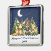ベビー初めてのクリスマスフォレストアニマルズブルー メタルオーナメント (左)
