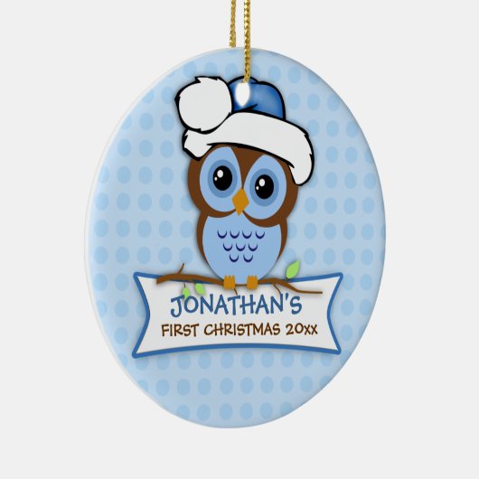ベビー初めてのクリスマスフクロウオーナメント セラミックオーナメント (右)