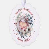 ベビー初めてのクリスマスフローラリース写真 オーナメントカード (左)