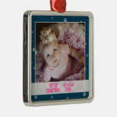 ベビー初めてのクリスマスブルーとフォトスノーフレーク メタルオーナメント (右)