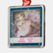 ベビー初めてのクリスマスブルーとフォトスノーフレーク メタルオーナメント (左)