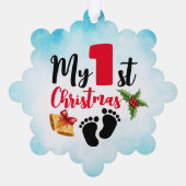 ベビー初めてのクリスマスブルーウォーター色 オーナメントカード (裏面)