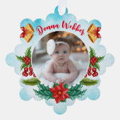 ベビー初めてのクリスマスブルーウォーター色 オーナメントカード (正面)