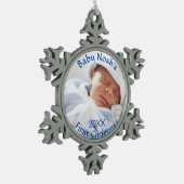 ベビー初めてのクリスマスブルーオーナメント スノーフレークピューターオーナメント (左)