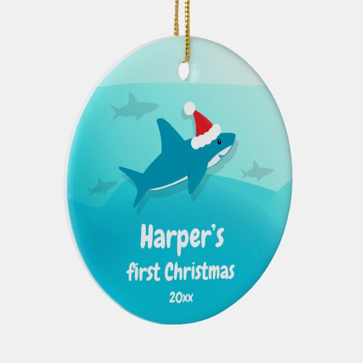 ベビー初めてのクリスマスブルーシャーク セラミックオーナメント (右)