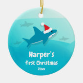 ベビー初めてのクリスマスブルーシャーク セラミックオーナメント (正面)