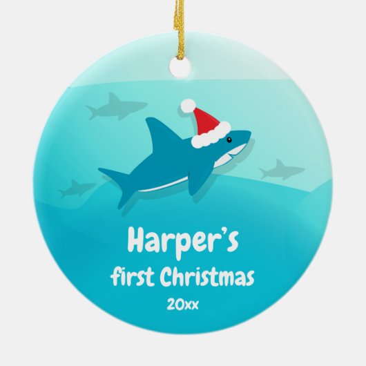 ベビー初めてのクリスマスブルーシャーク セラミックオーナメント (裏面)