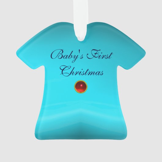 ベビー初めてのクリスマスブルーリボン男の赤ちゃん オーナメント (裏面)
