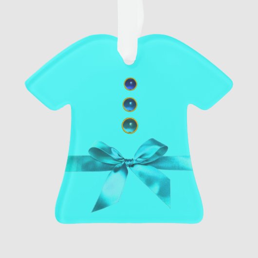 ベビー初めてのクリスマスブルーリボン男の赤ちゃん オーナメント (正面)