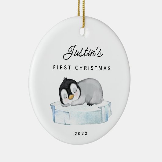 ベビー初めてのクリスマスペンギンセラミックオーナメント セラミックオーナメント (右)