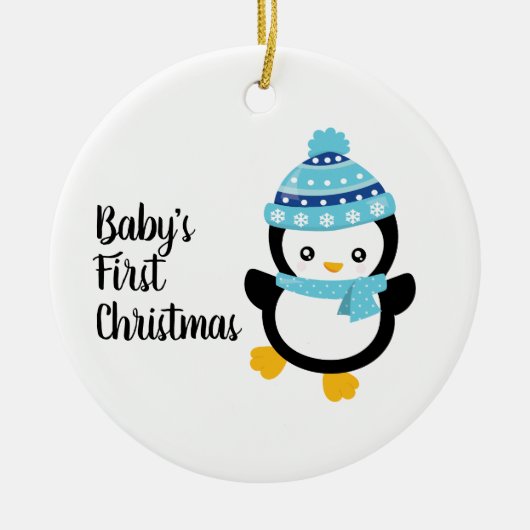 ベビー初めてのクリスマスペンギン セラミックオーナメント (正面)