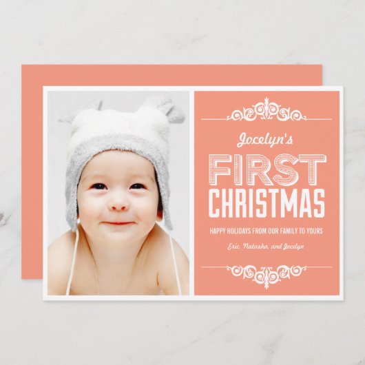 ベビー初めてのクリスマスホリデーカード – サケ シーズンカード (正面/裏面)
