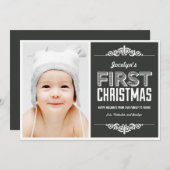 ベビー初めてのクリスマスホリデーカード – 木炭 シーズンカード (正面/裏面)