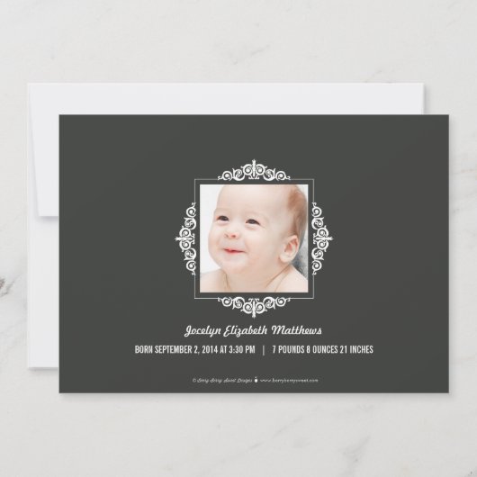 ベビー初めてのクリスマスホリデーカード – 木炭 招待状 (裏面)