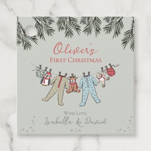 ベビー初めてのクリスマスホリデーシーズンギフトラベル フェイバータグ (正面)