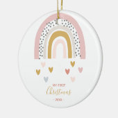 ベビー初めてのクリスマスボホレインボー写真 セラミックオーナメント (左)
