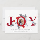 ベビー初めてのクリスマスポインセチア松フローラ写真 シーズンカード (正面)