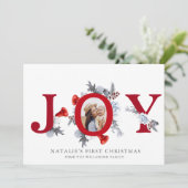 ベビー初めてのクリスマスポインセチア松フローラ写真 シーズンカード (スタンド正面)